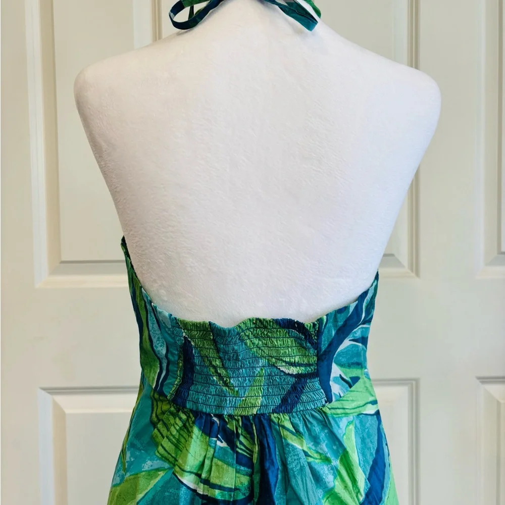 H&M Maxi Halter Dress in Blue & Green Abstract Print - Picture 6 of 6